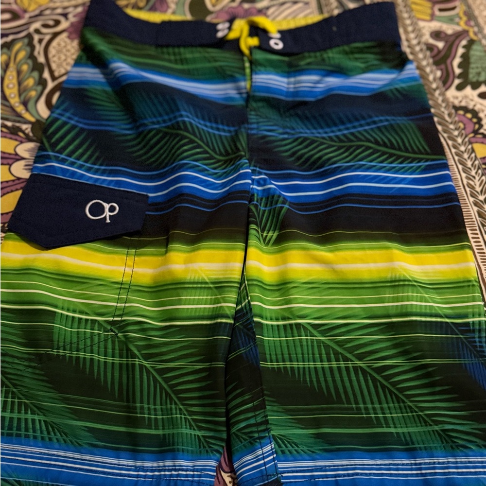 OP Yellow and Gray Swim Shorts